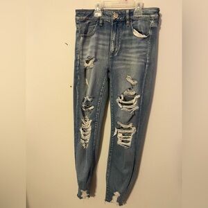 American Eagle Outfitters Blue Skinny Jeans Distressed